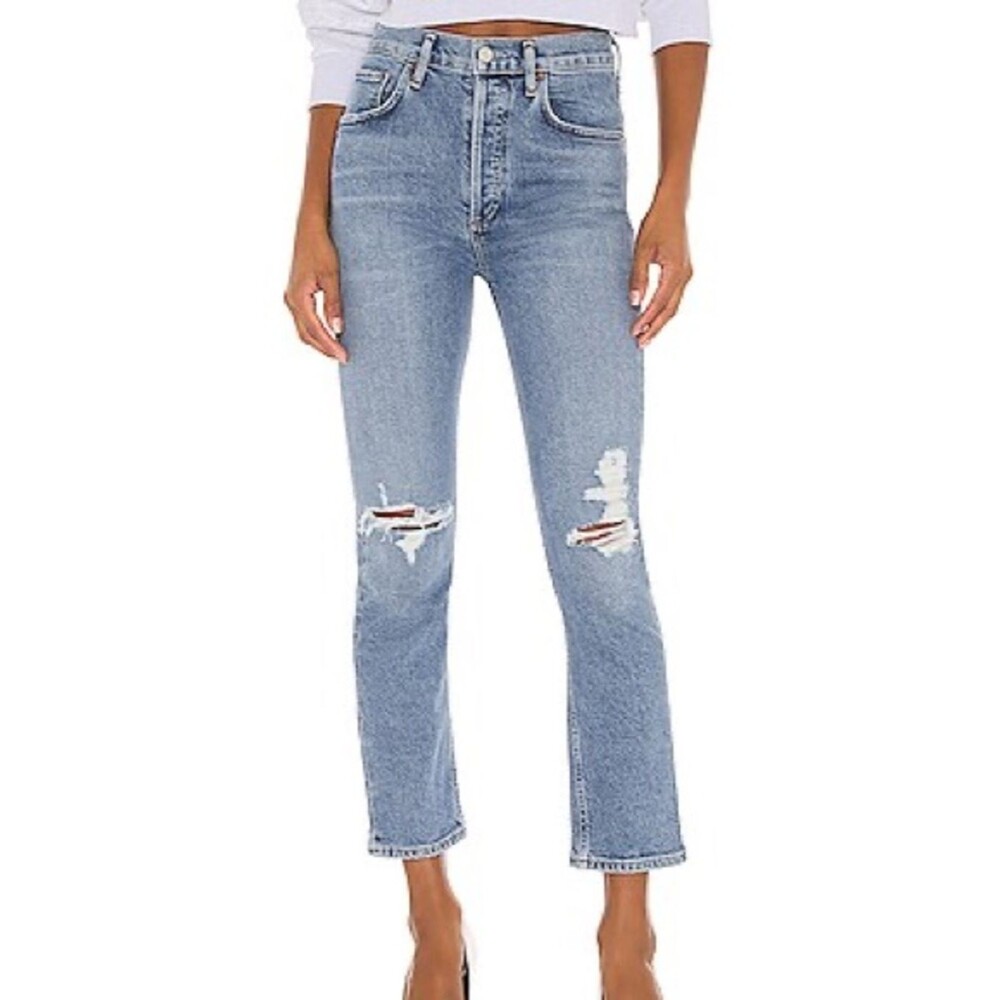 Agolde Riley High Rise Straight Crop Jeans In Whiplash Size 26